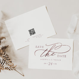 Reserva La Fecha Rosa romántico caligrafía de oro Código QR horizon