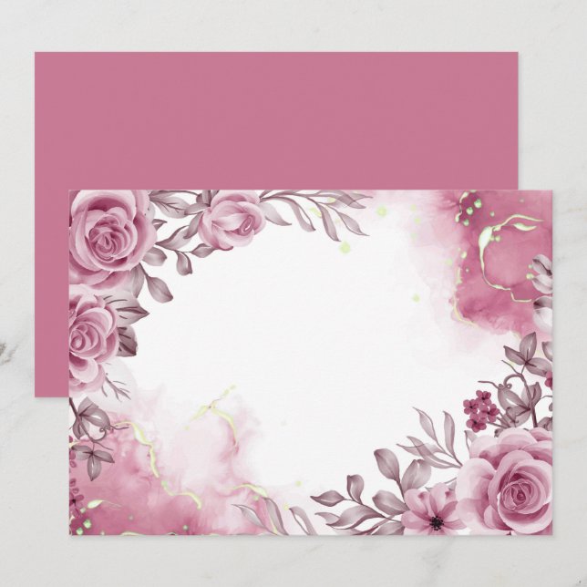 Reserva La Fecha Rosa rosa floral personalizada (Anverso / Reverso)