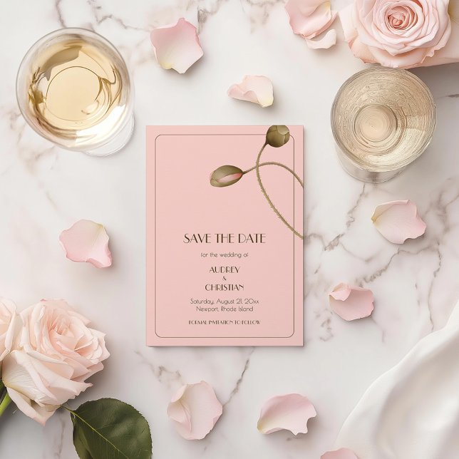 Reserva La Fecha Rosa Rubor Amapola Acuarela Boda (Subido por el creador)