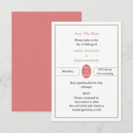 Reserva La Fecha Rosa Simple Y Verde Personalizado
