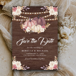 Reserva La Fecha Rosa turbio calabaza rosa Boda de madera floral