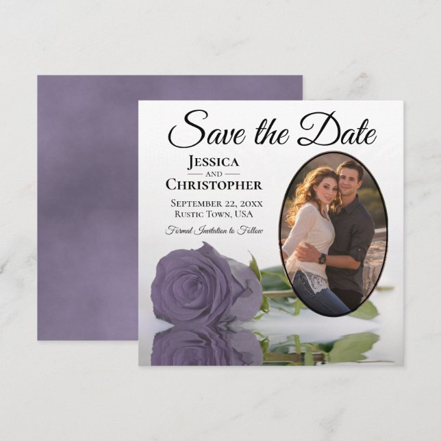 Reserva La Fecha Rosa turbio morado sobre Boda de Moda fotográfica  (Anverso / Reverso)