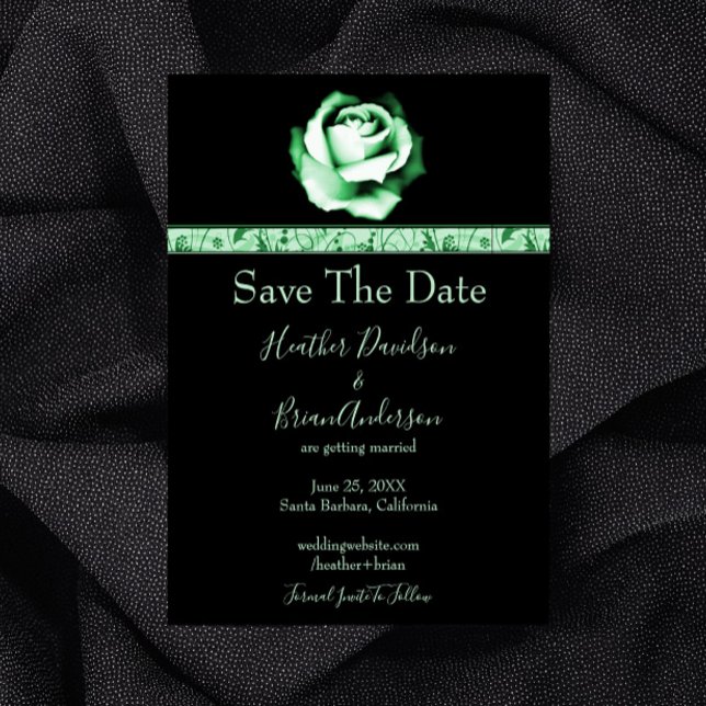 Reserva La Fecha Rosa Verde Guardar la fecha (Green Rose Save the Date)