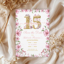Rosa y Dorada Señorita Quince Quinceañera