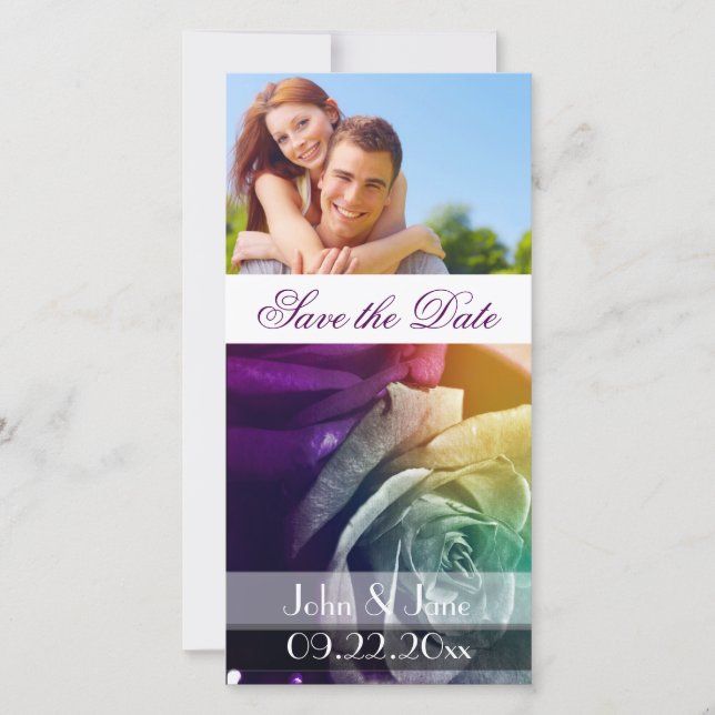 Reserva La Fecha Rosas arcoiris/foto "Salva la fecha" (Anverso)