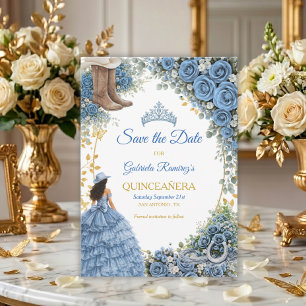 Reserva La Fecha Rosas Azules Occidentales Quinceañera Dorada del P