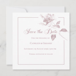Reserva La Fecha Rosas Blancas Elegantes Floral de Boda Polvoriento