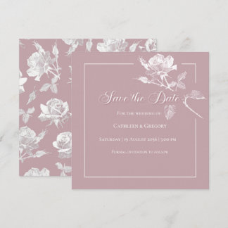 Reserva La Fecha Rosas Blancas Modernas Bodas Florales Rosa Polvo