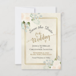 Reserva La Fecha Rosas blancos o de color y Boda de eucalipto Boho