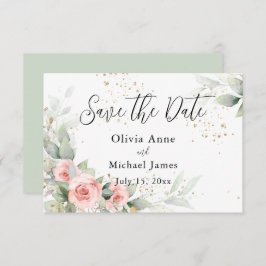 Reserva La Fecha Rosas de acuarela con rubor rosa Save the Date