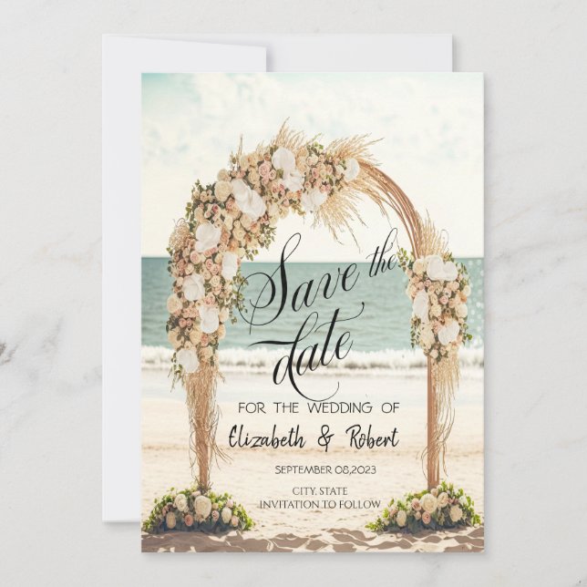 Reserva La Fecha Rosas de Beach Wedding Arbor Salvan La Fecha (Anverso)