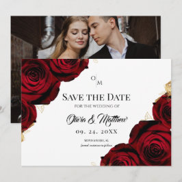 Reserva La Fecha Rosas de Borgoña Boda Floral Rústica