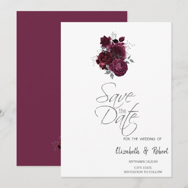 Reserva La Fecha Rosas de Borgoña Salvan La Fecha (Anverso / Reverso)