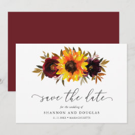 Reserva La Fecha Rosas de Girasol Floral Rústico Elegante Boda Otoñ