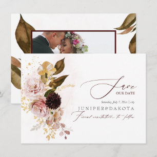 Reserva La Fecha Rosas de la Caída de la Vintage de la Acuarela de