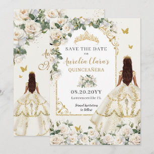 Reserva La Fecha Rosas de marfil de la Princesa Quinceañera