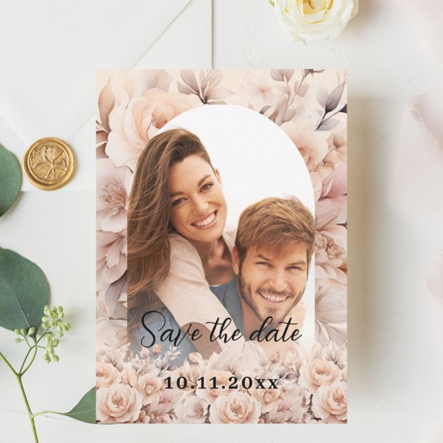 Reserva La Fecha Rosas de melocotón crema boda (Subido por el creador)