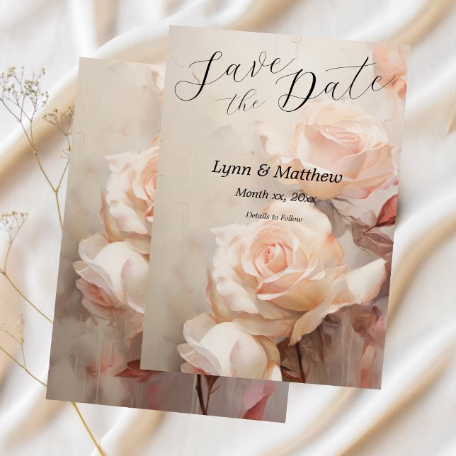 Reserva La Fecha Rosas de verano suaves, boda elegante (Soft Summer Roses, Elegant Wedding Save The Date - Announcement Card)