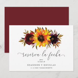 Reserva La Fecha Rosas del girasol rojo morado caen español