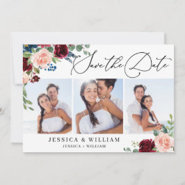 Reserva La Fecha Rosas florales de la Marina de Borgoña Rubor 3 Bod