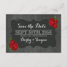 Rosas florales rojos Burlap Wood Gótico Salven las