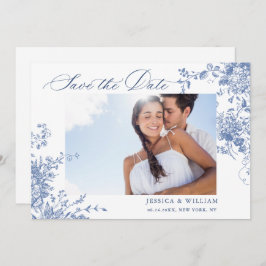 Reserva La Fecha Rosas franceses azul victoriano Jardín Boda de cód