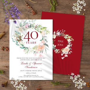 Reserva La Fecha Rosas Garland 40° aniversario de Boda Ruby
