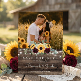 Reserva La Fecha Rosas Girasoles Rústicos Boda