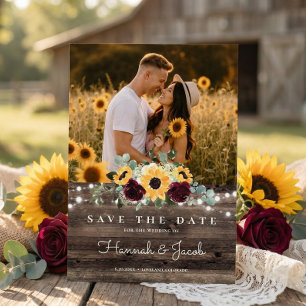 Reserva La Fecha Rosas Girasoles Rústicos Boda