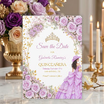 Rosas Moradas Lila Mariposa Dorada Quinceañera