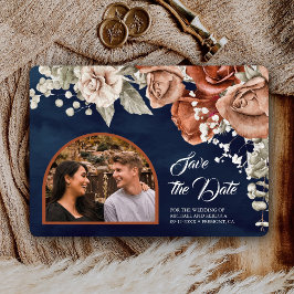 Reserva La Fecha Rosas Naranjas quemados Boda de la Marina Floral d