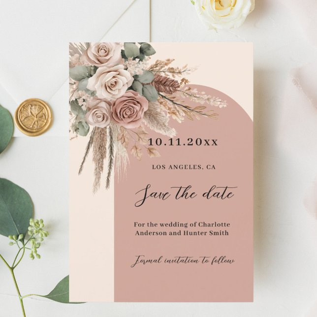 Reserva La Fecha Rosas pekineses pampas boda (Subido por el creador)