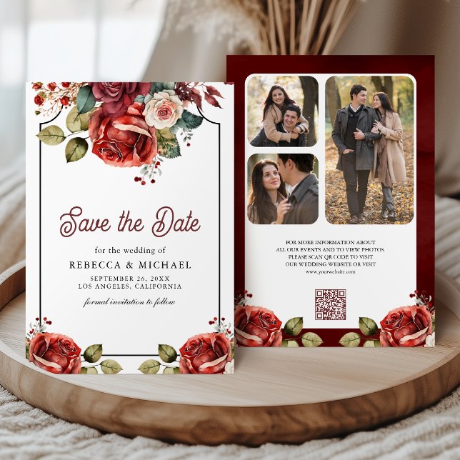 Reserva La Fecha Rosas Rojas Código QR Floral Foto Boda (Subido por el creador)