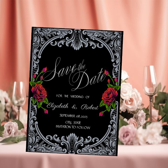 Reserva La Fecha Rosas Rojas, Gótico de Rayas Save The Date (Subido por el creador)