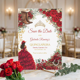 Reserva La Fecha Rosas Rojas Occidentales Doradas Quinceañera Campe