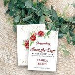 Reserva La Fecha Rosas Rojas Vintage Quinceanera<br><div class="desc">Quinceanera Guardar la tarjeta de fecha con rosas rojas vintage en acuarela. La tarjeta tiene bellas rosas rojas a ambos lados de la tarjeta, con todos los detalles del evento en la parte delantera. Quinceanera y Save the Date están escritas a mano en rojo oscuro, caligrafía elegante y tu nombre...</div>