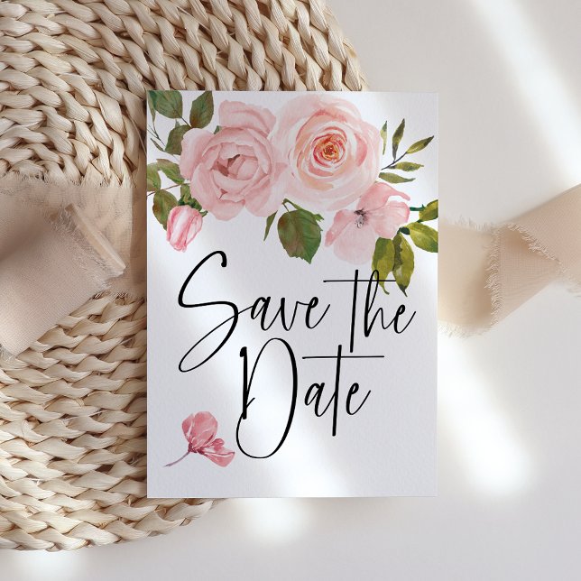 Reserva La Fecha Rosas Rosadas Rubor Save The Date Floral (Subido por el creador)