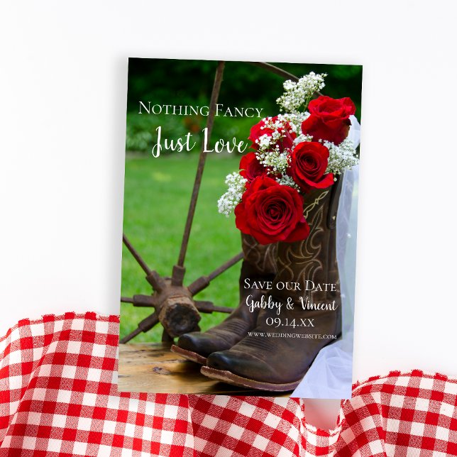 Reserva La Fecha Rosas rusos vaqueros bota a Boda occidental (Subido por el creador)