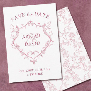 Reserva La Fecha Rosas Save The Date Boda Cresta Borgoña