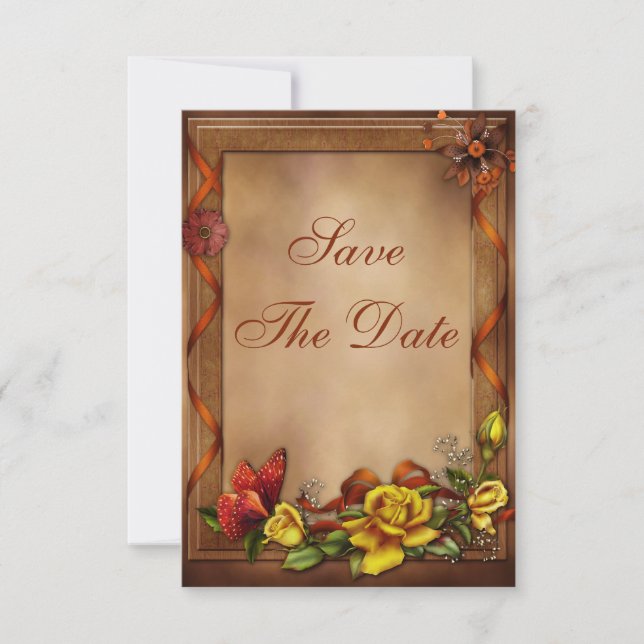 Reserva La Fecha Rosas y mariposa Baby Shower Guardar la fecha (Anverso)