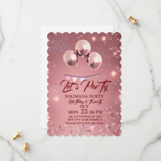 Reserva La Fecha Rose Gold Birthday Invitation Template: Let's Part