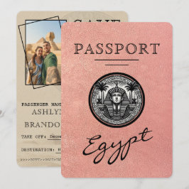 Reserva La Fecha Rose Gold Egypt Passport Wedding Save the Date