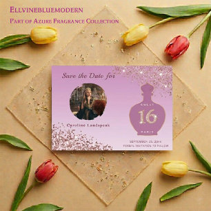 Reserva La Fecha Rose Gold Glitter Paris Fragancia Studio Dulces 16
