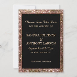 Reserva La Fecha Rose Gold Glitter Wedding Save The Date