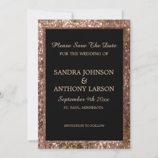 Reserva La Fecha Rose Gold Glitter Wedding Save The Date