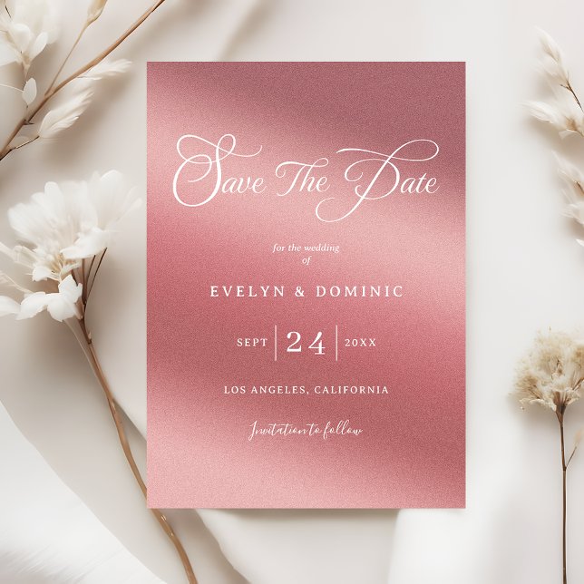 Reserva La Fecha Rose Gold Gradient Elegant Chic Wedding (Subido por el creador)