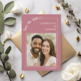 Reserva La Fecha Rose gold ivory modern photo wedding Save the Date