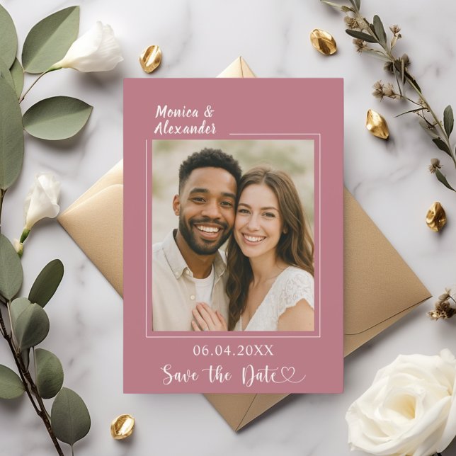 Reserva La Fecha Rose gold ivory photo wedding Save the Date (Subido por el creador)