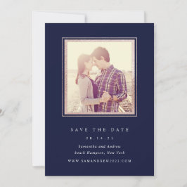 Reserva La Fecha Rose Gold y Navy Foto Save The Date