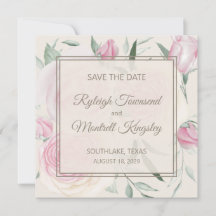Roses and Cream Save The Date Card